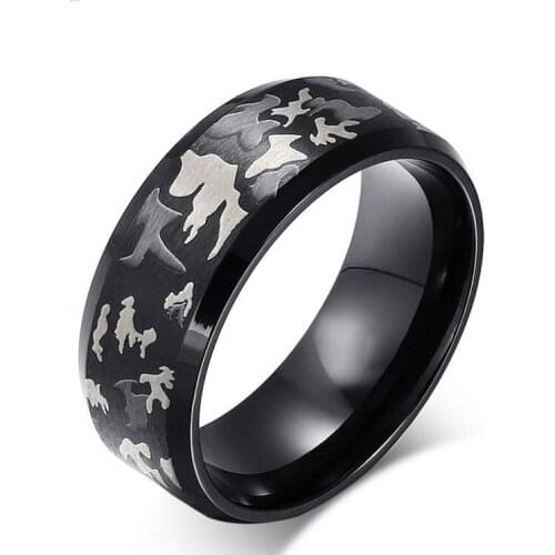 Three-color camouflage ring stainless steel ring