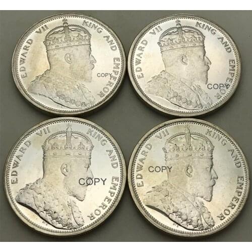Malaysia Sarawak Edward VII King Emperor 1904 1907 1908 1909 One Yuan Brass Silver Plated Copy Coin