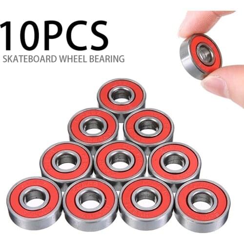 10Pcs Stainless Steel Red Bearings For High Performance Roller Skate Scooter Skateboard Wheel Bearings