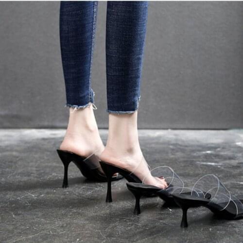 Summer New Fashion Woman Slipper High Quality High Heel Sequined Female Slippers