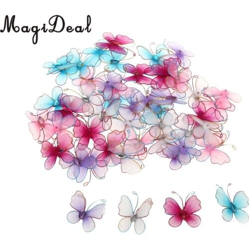 Magideal 50pcs/Lot 3.5cm Mixed Color Stocking Butterflies Wedding Party Home Decoration DIY Crafts