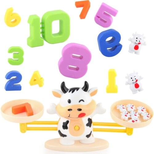 Math Match Game Board Toys Calf-shaped Match Balancing Scale Number Balance Game Kids Educational Toy To Learn Add And Subtract