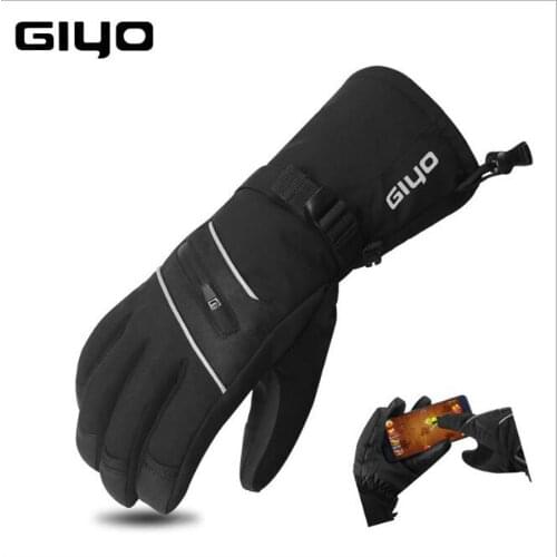 GIYO Men Ski Cycling Gloves Winter Ski Fleece Heated Gloves Waterproof Snowboard Gloves Warm Touch Screen Snow Gloves
