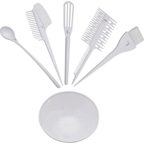 6Pcs/set Professional Plastic Hairdressing Brushes Bowl Salon Hair Color Kit Dye Hair Tint Tool Set