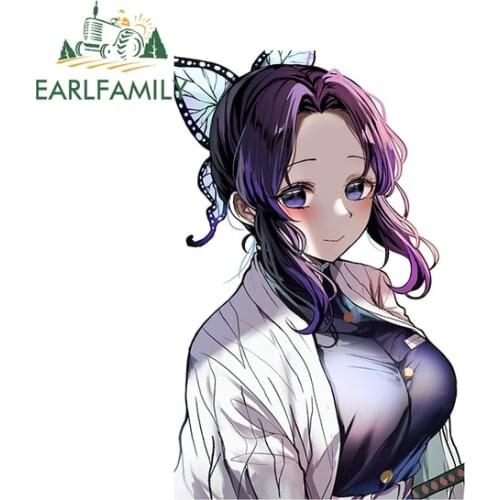 EARLFAMILY 13cm x 11.5cm For Demon Slayer Graffiti Car Sticker Car Door Protector Decal Waterproof Motorcycle Decoration