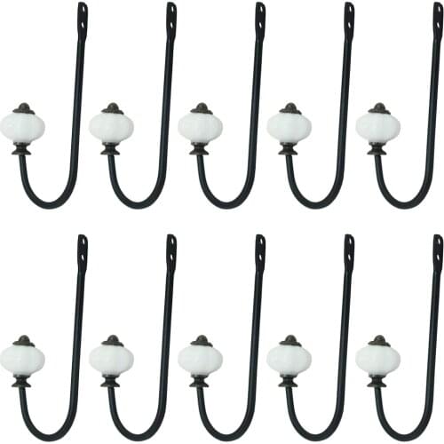 10 Pieces European Style Ceramic Head Decorative Door Wall Mount Coat Robe Hooks Holder Towel Hanger Rack