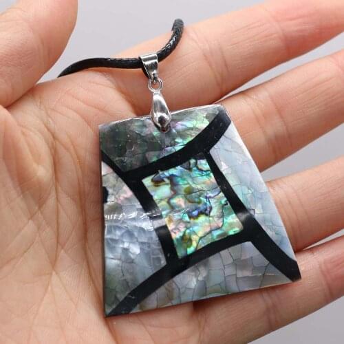 Natural Shell Necklace With Ladder-Shaped Pendant Leather Cord 2MM Charms For Elegant Women Love Romantic Gift