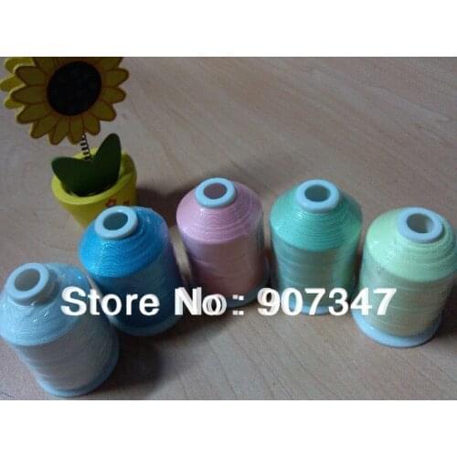 Free shipping popular 112 assorted polyester embroidery machine thread + 5 color glow in the dark thread - 1000m/mini-king spool