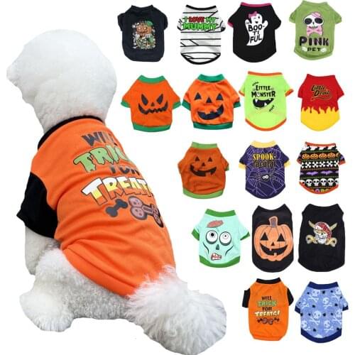 New Dog Clothes Halloween Witch Pumpkin Fleece Pet Dog Clothes For Small Dogs Sweaters Pet Lovely Summer Thin Pet Clothing
