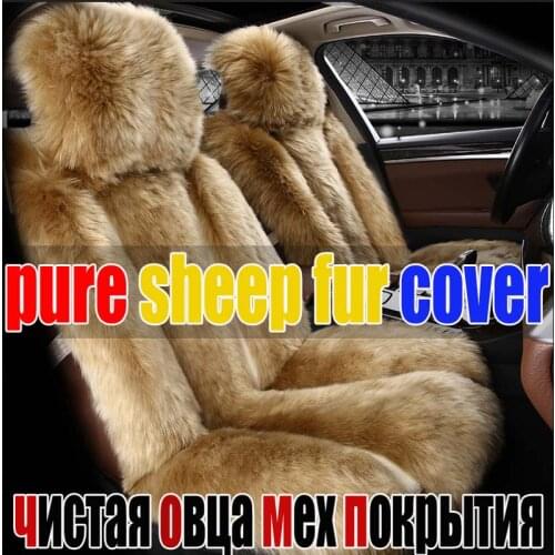 New arrival winter long sheep fur car seat cover cushion 5 seats covers for 1 set full wool cover fashion and comfortable
