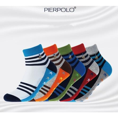 Hot Sale Pier Polo Winter Warm Breathable Cotton Mens Socks Casual Dress Socks Long Crew Funny Socks Man Mix Color 5 Pairs/Lot