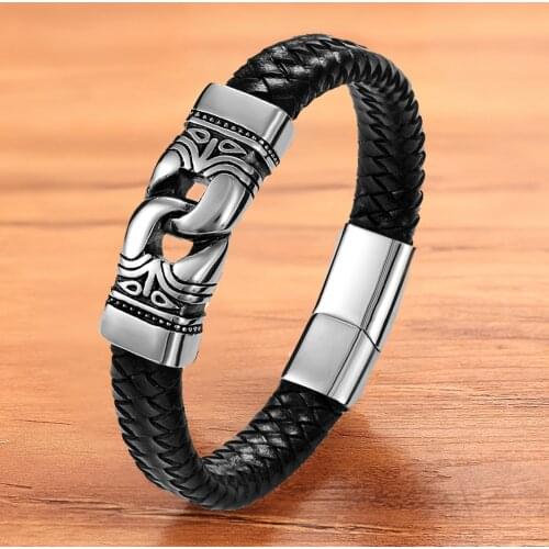 Charm Fashion Trendy Braided Rope Magnet Leather Bracelet Men Bangles Vintage Bohe Accessories Jewely Drop shipping Wholesales