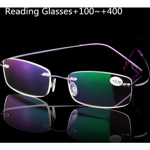 Rimless Reading Glasses Men Titanium Alloy Fold Women Square Eyeglasses Presbyopic Frameless Eyewear +1.0 +1.5 +2.0 +2.5 +3.0 +4