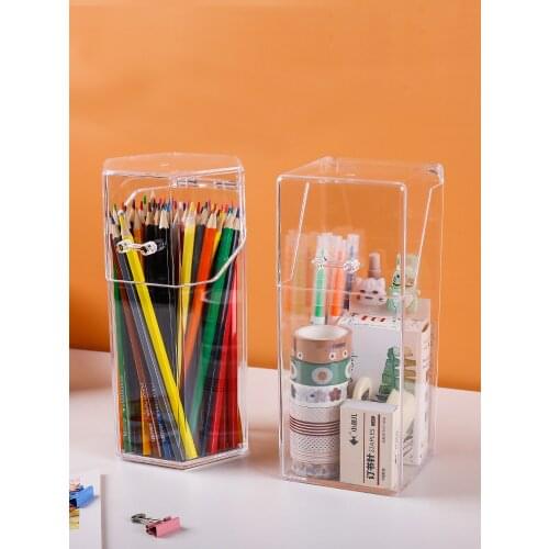 Makeup Brushes Organizer Storage Box Acrylic Cosmetic Make Up Organizer Clear Makeup Brush Holder Stationery Pen Pencil Holder