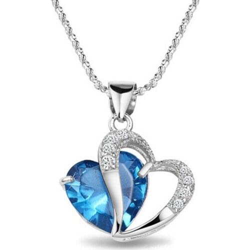 Trendy Crystal Water Drop Pendant Necklaces for Women Silver Color Chain Necklace Engagement Party Jewelry Gifts
