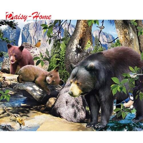 Full Square Round Diamond Painting Forest Bear 5D DIY Diamond Embroidery Cross Stitch Animals Rhinestone Mosaic Crafts Kit