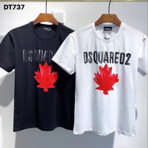T-shirt casual stampata da uomo autentica Dsquared2 moto hip-hop girocollo a maniche corte T-shirt DT737