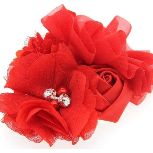 Christmas chiffon flower with elastic headband Girl headdress Christmas headband hair ornament