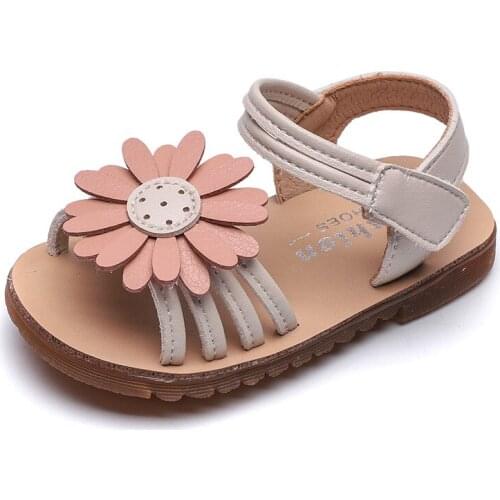Girls' Sandals 2021 Summer New Sweet Sun Flower Princess Shoes Baby Fashion Breathable Hollow Toddler Shoes