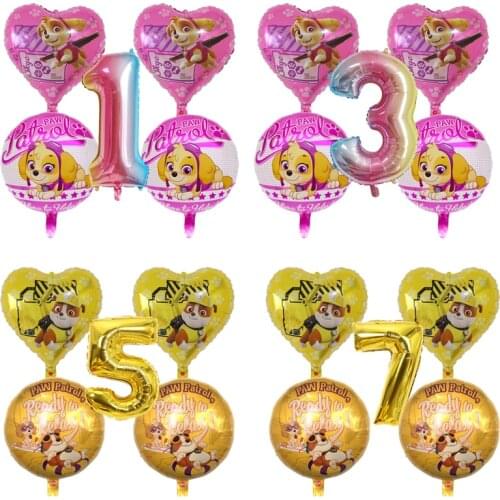 Paw Patrols Digital Balloons Set Cartoon Animation Balloons Handle Globo Birthday Party Decoration Baby Shower Party Supplies