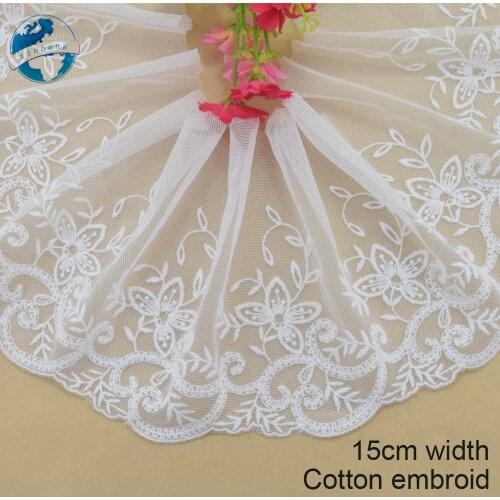 15cm wide Cotton embroid lace edge sewing ribbon guipure trim wedding lace DIY Garment Accessories french african doll lace#3961