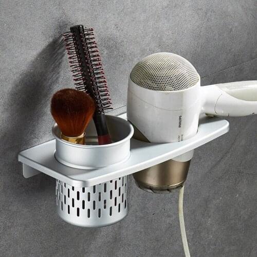Hair Dryer Storage Rack Shelf Bathroom Aluminum Wall Hanging No punching Organizer Shower household items toilet rack Bath