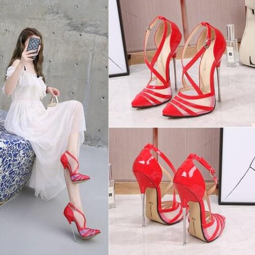 16CM Super High heeled shoes Womens Pumps Mature Roman Hollow Sexy Fetish Mixed colors 6 inches Pointed toe Pole Dance Big Size