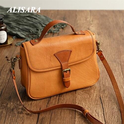 Vintage bag for women zipper small Shoulder bag, practical small tote bag brown retro Popular Japanese Handbag rustic style