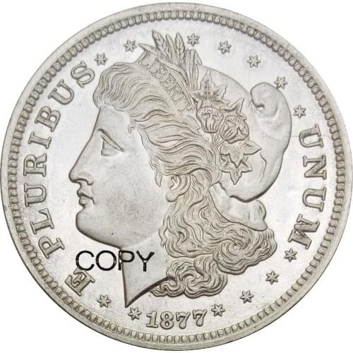 United States of America Spectacular 1877 50C Morgan Half Dollar Brass Plated Silver Copy Coin