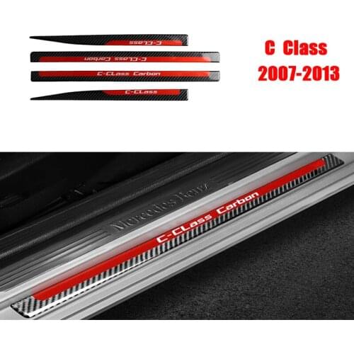 Interior decoration moulding Door Sill Scuff Plate Guards Carbon Fiber Door Sills Protector Stickers For mercedes C class W204