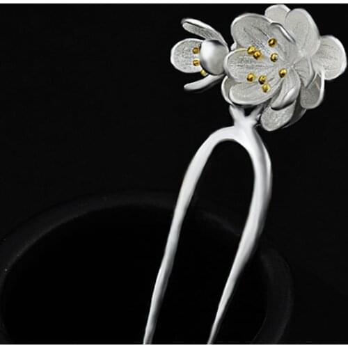 Flowers Hair Accessories for Women Wedding Hair Pins 925 Sterling Silver Hair Stick Hairpin Hair Jewelry Bridesmaid Gifts