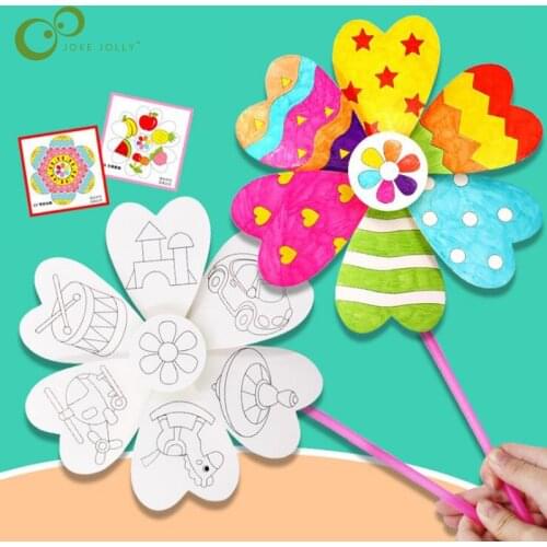 1Pc DIY Painting Graffiti Blank Windmilln Toys for Children Crafts Kids Learning Education Toys Montessori Teaching Aids Toy GYH