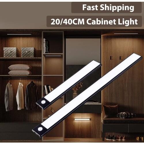 23cm 40cm LED Under Cabinet Light Motion Sensor Lamp Rechargeable Ultra thin Led Magnetic Closet Lights For kitchen