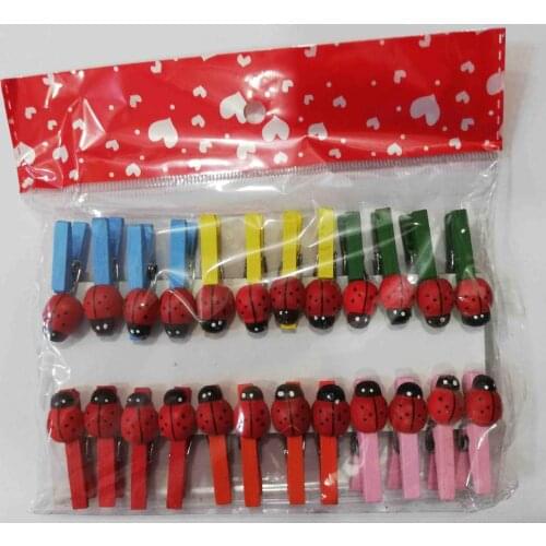 24'lü Ladybug Wooden Pegs 3cm (24'lü Set-12 Package)