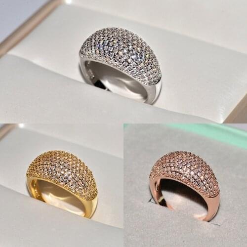 3 Colors Milangirl High Quality Big CZ Bling Rings for Women Wedding Engagement Party Fashion Jewelry Accessories