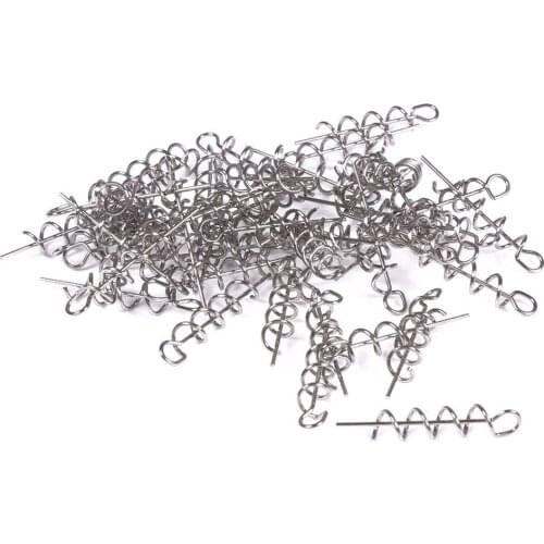 50Pcs Fishing Hook Centering Pins High Carbon Steel Spring Twist Crank Lock For Soft Lure Bait Worm Fishing Tackle Accessories
