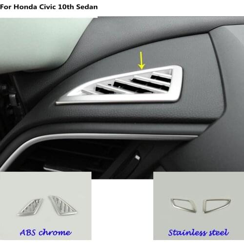 Accessories/stainless steel vent outlet front air condition panel Control trim frame For Honda Civic 10th Sedan 2016 2017 2018