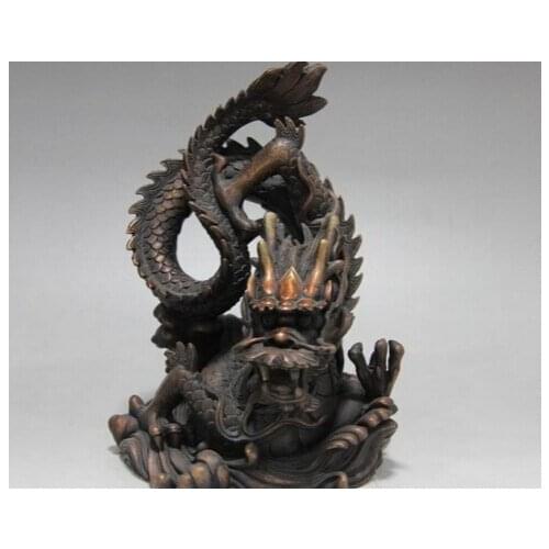 Bi001896 Royal Pure Copper Bronze Feng Shui Zodiac Lucky Auspicious Spiral Dragon Statue