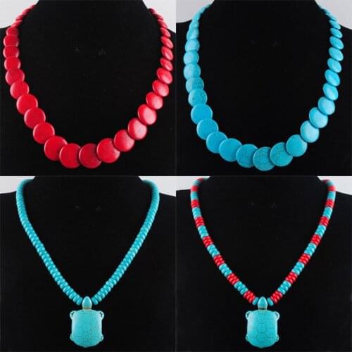 Turquoises Gem Stones Beads Necklace Strand 18 Inches Fashion Women Jewelry QBF312