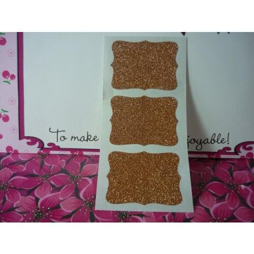 4.6x3.5cm Bronze Gold Glitter Ornate Frame Stickers