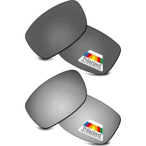 Bwake 2 Pairs Black & Silver Polarized Replacement Lenses for-Oakley Jawbone Sunglasses Frame