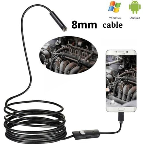 8mm USB Endoscope 2MP 1/2/5/10M Camera Android Sewer Camera Borescope For OTG Android USB Snake Tube Camera Car Inspection 720P