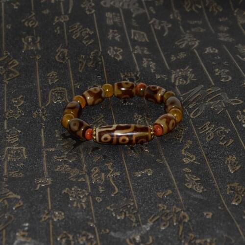 Gathering Fortune 3/9 eyes Tibetan Agate Dzi Bead Bracelet Natural Agate Bracelet Men&Womens Jewelry Free Shipping
