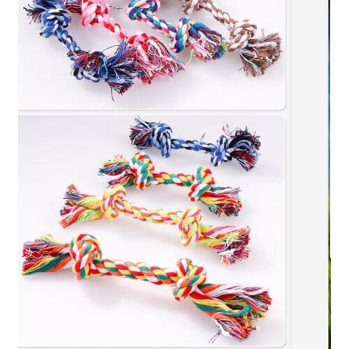 1 pcs Pets dogs pet supplies Pet Dog Puppy Cotton Chew Knot Toy Durable Braided Bone Rope 15CM Funny Tool (Random Color )