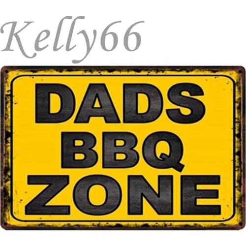 [ Kelly66 ] DADS BBQ Zone Metal Sign Tin Poster Home Decor Bar Wall Art Painting 20*30 CM Size y-1767