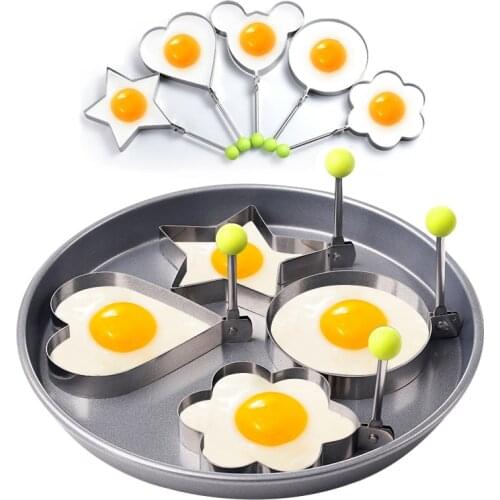 Stainless Steel Omelette Mold Pancake Ring Egg Tool Star Love Flower Round Egg Kitchen Gadget