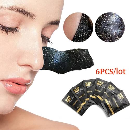 Bamboo Charcoal 6 pcs Nose Blackhead Remover Mask Acne Treatment Skin Cleaner Sticker Pore Deep-Cleansing Strips Beauty Tools