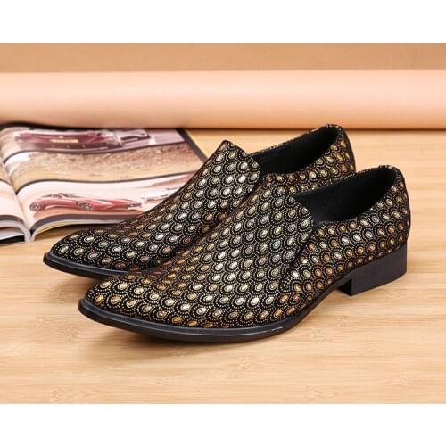 Handmade Mens Party Office Shoes Pointed Toe Fish Pattern Leather Mens Loafers Shoes Flats Designers Formal Shoes Sepatu Pria
