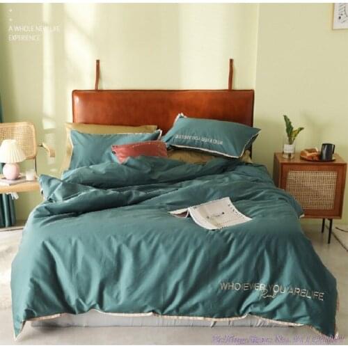 Pure Cotton Bedding Set 4pcs 1.8m Bed Quilt Cover 60TC long-staple cotton embroidered duvet cover light luxury simple Style 2.0
