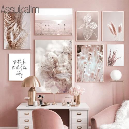 Autumn Landscape Wall Art Canvas Painting Flower Plant Poster Reed Art Print Nordic Wall Pictures Living Room Interior Decor